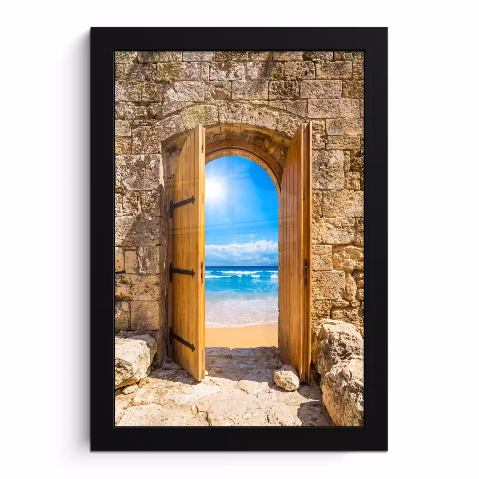 Poster met lijst - Deur - Strand - Zee — 1