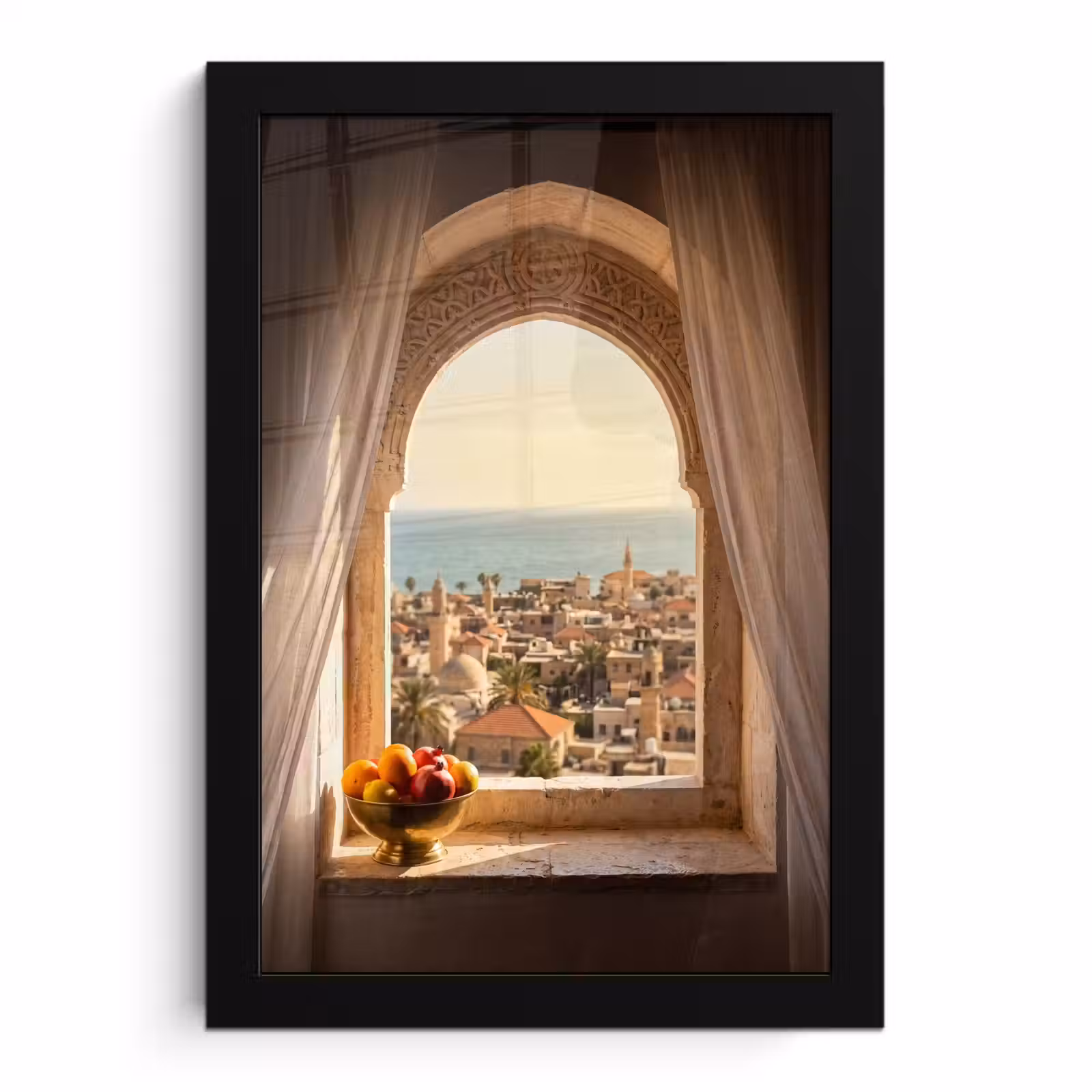 Poster met lijst - Raam - Stad - Zee — 1