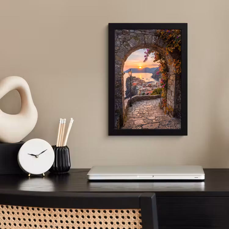 Poster met lijst - Boog - Kust - Zonsondergang — 2