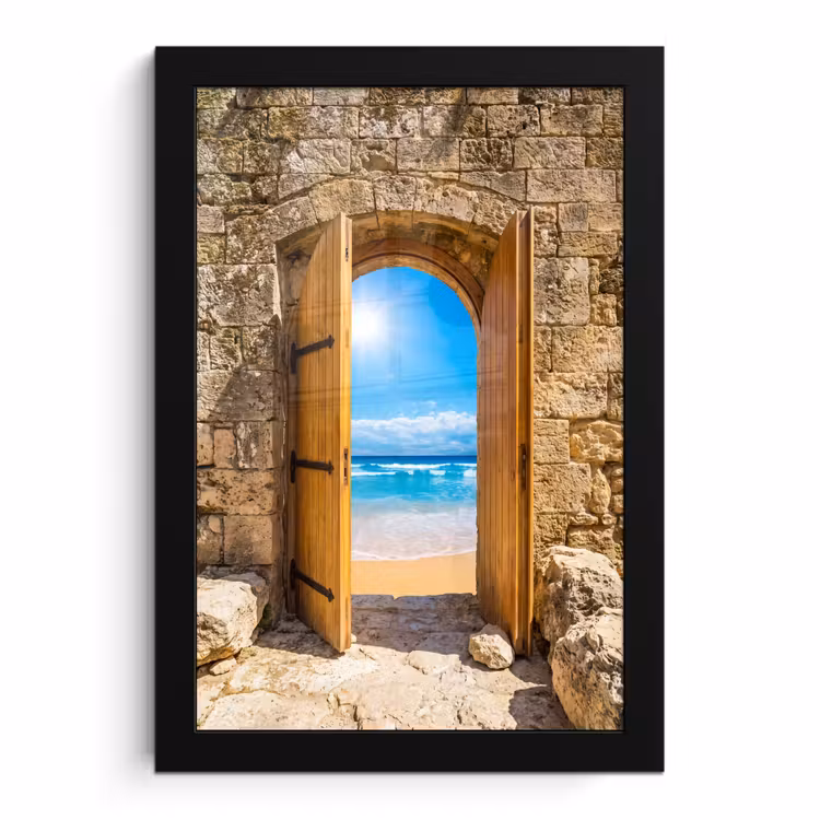 Poster met lijst - Deur - Strand - Zee — 1
