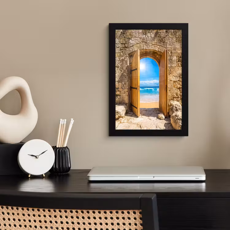 Poster met lijst - Deur - Strand - Zee — 2