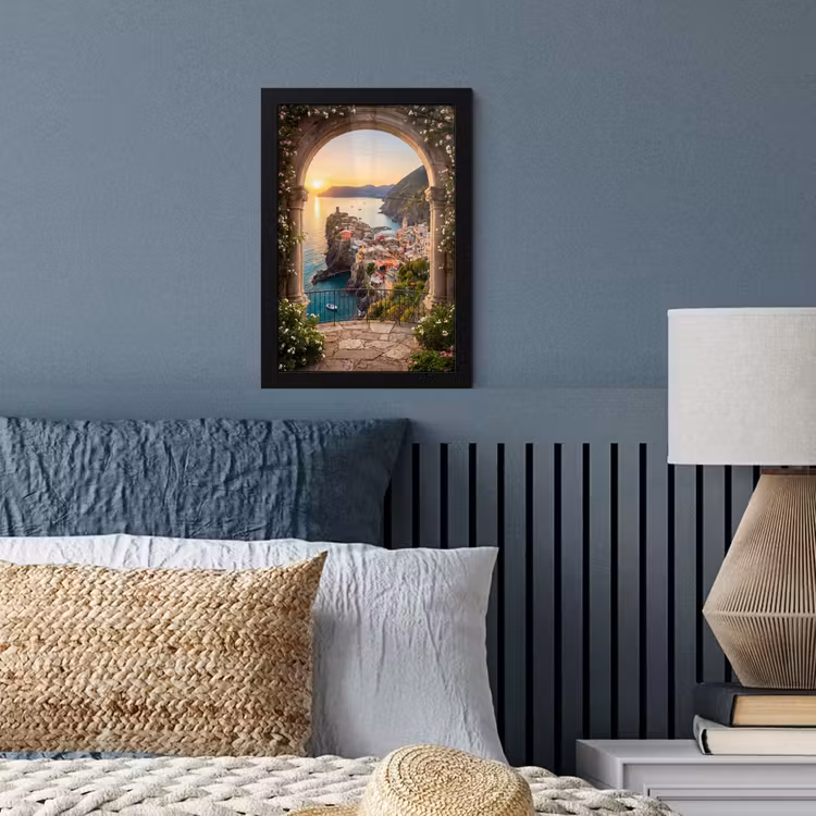 Poster met lijst - Dorp - Zee - Zonsondergang — 3