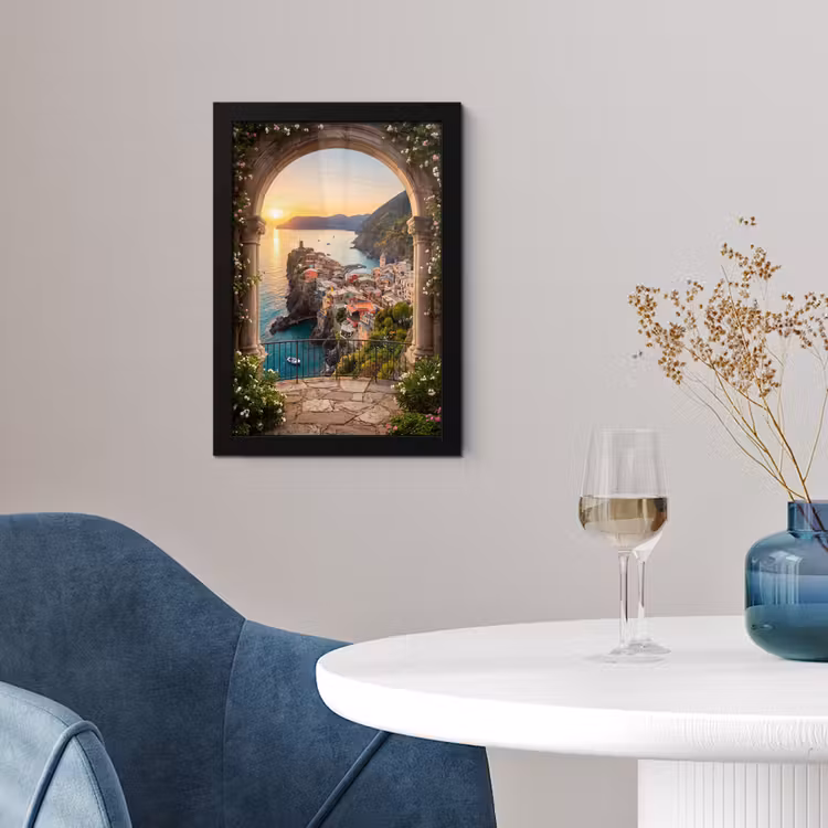 Poster met lijst - Dorp - Zee - Zonsondergang — 4