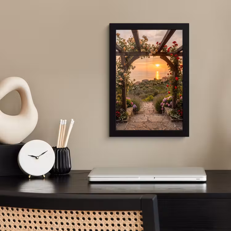 Poster met lijst - Pergola - Zee - Zonsondergang — 2