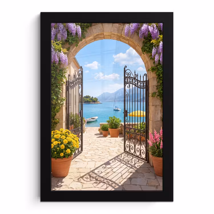 Poster met lijst - Poort - Zee - Uitzicht — 1