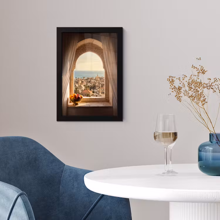 Poster met lijst - Raam - Stad - Zee — 4
