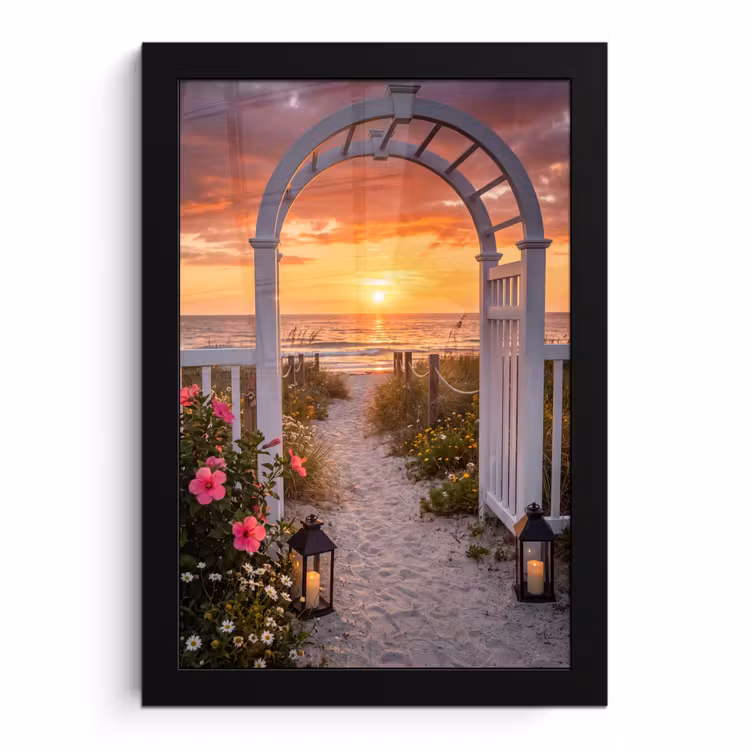 Poster met lijst - Zee - Pad - Bloemen — 1