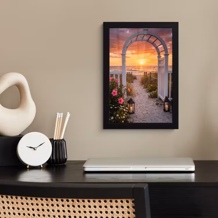 Poster met lijst - Zee - Pad - Bloemen — 2