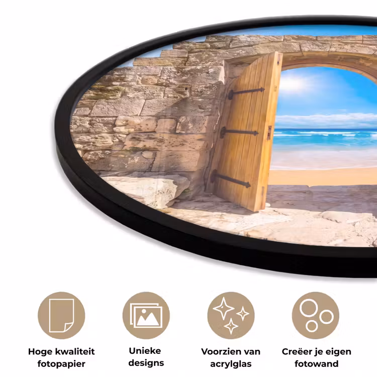 Ronde fotolijst - Deur - Strand - Zee — 2
