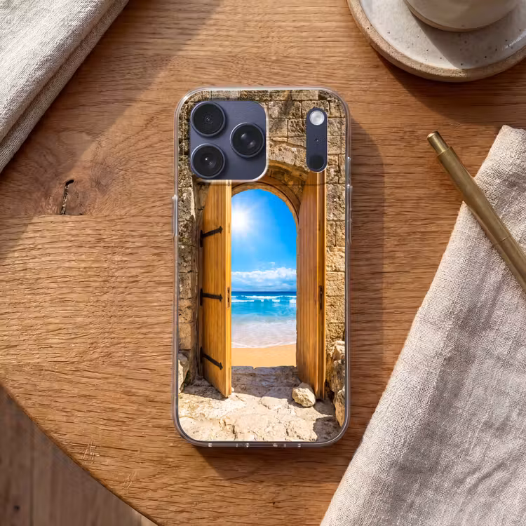 Telefoonhoesje Softcase - Deur - Strand - Zee — 2
