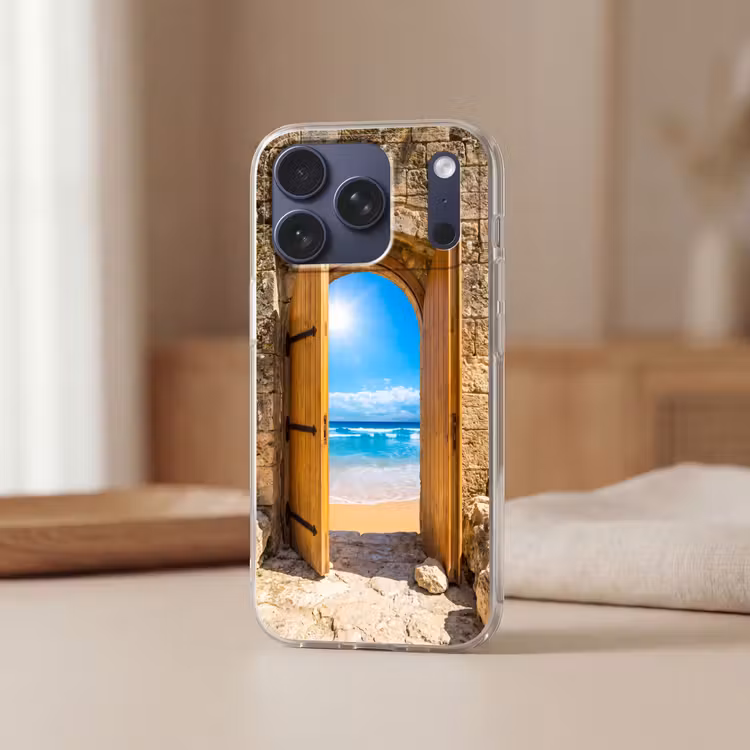 Telefoonhoesje Softcase - Deur - Strand - Zee — 3