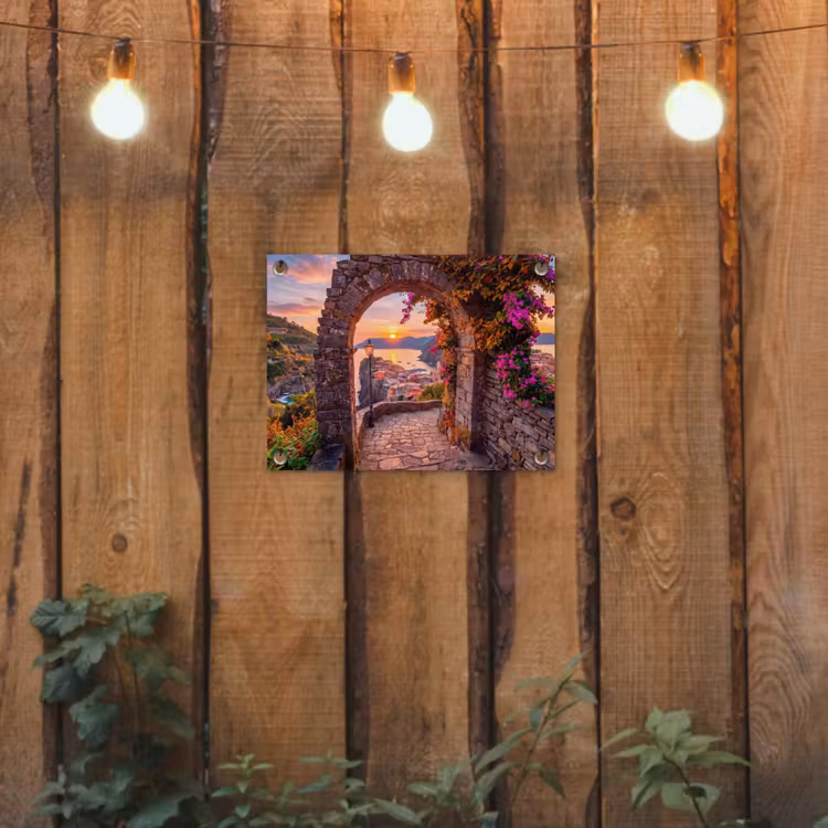 Tuinposter - Boog - Kust - Zonsondergang — 2