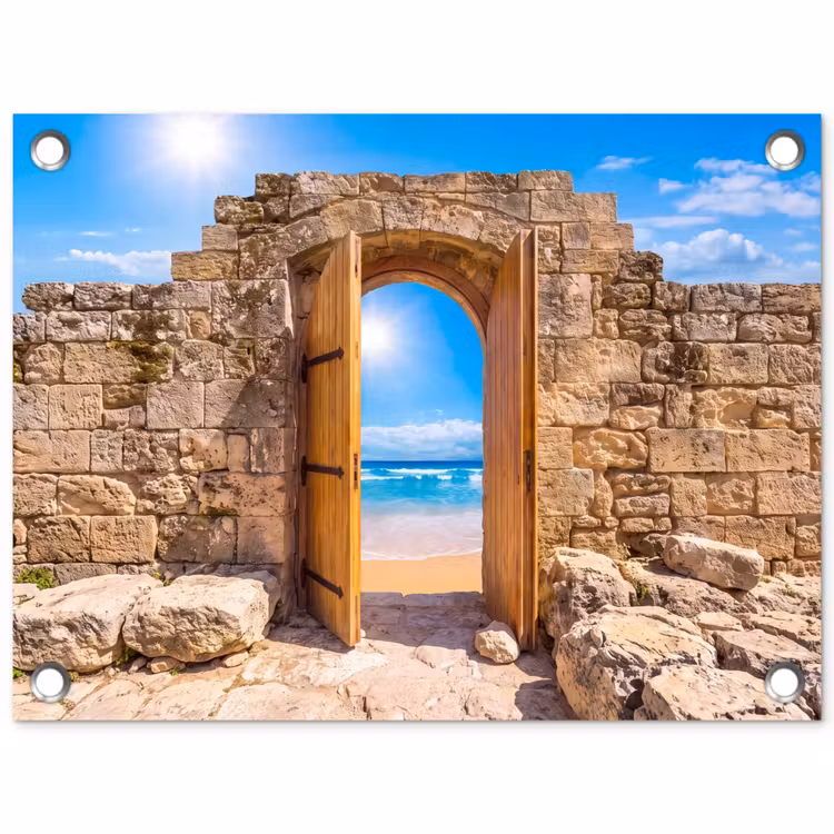 Tuinposter - Deur - Strand - Zee — 1