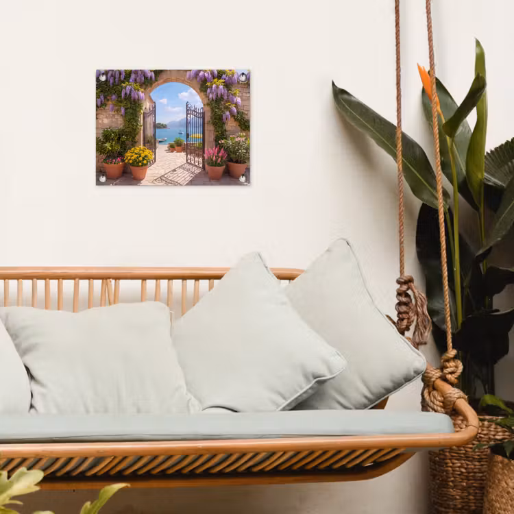 Tuinposter - Poort - Zee - Uitzicht — 5