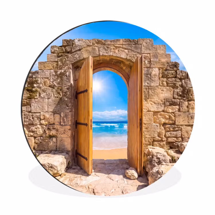 Wandcirkel - Aluminium - Deur - Strand - Zee — 1