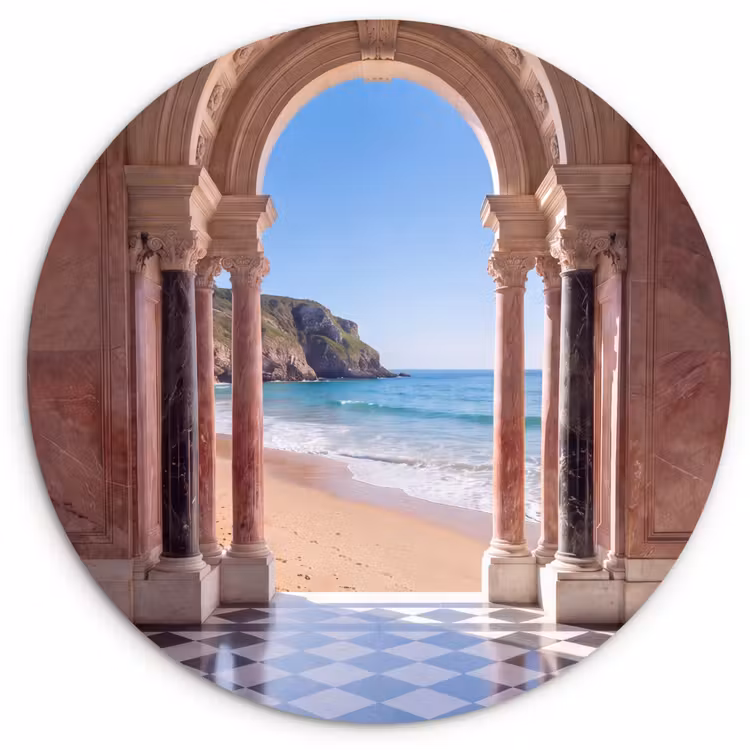 Wandcirkel - Glas - Boog - Strand - Zee — 1