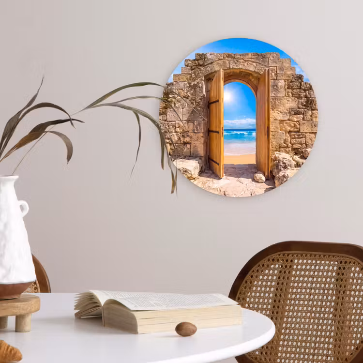 Wandcirkel - Glas - Deur - Strand - Zee — 4