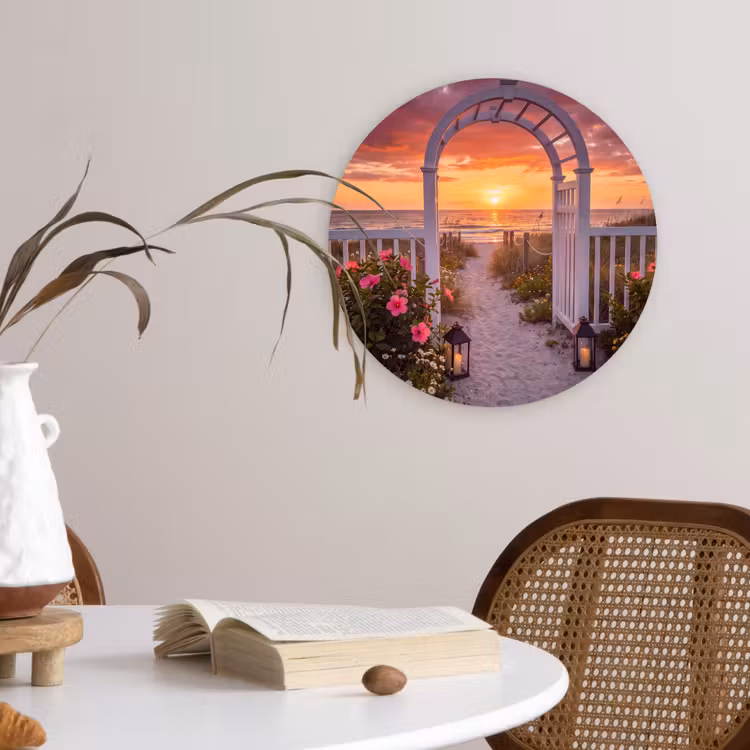 Wandcirkel - Glas - Zee - Pad - Bloemen — 4
