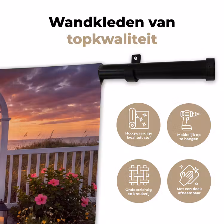 Wandkleed - Zee - Pad - Bloemen — 3