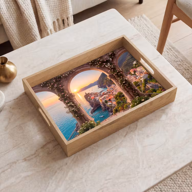 Dienblad - Dorp - Zee - Zonsondergang — 2