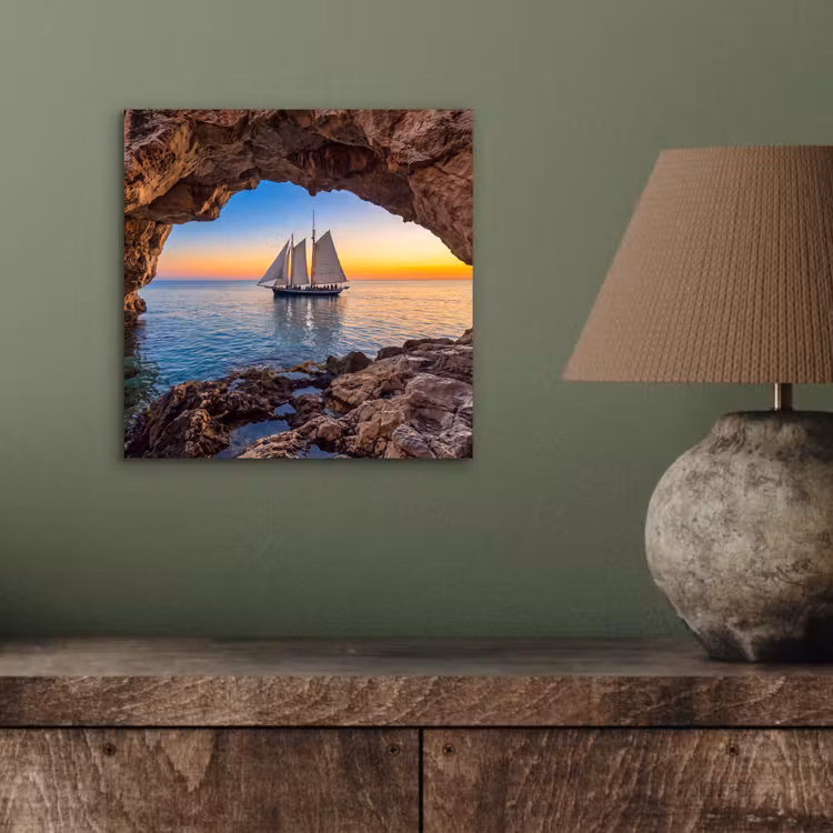 Aluminium schilderij - Zeilboot - Zonsondergang - Zee — 3