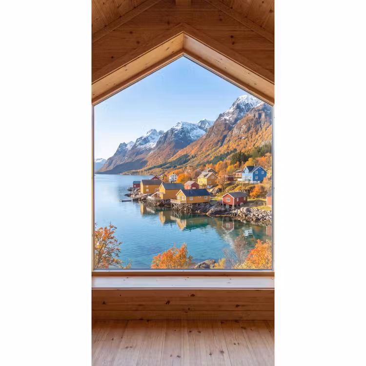 Behang - Uitzicht - Fjord - Herfst — 2