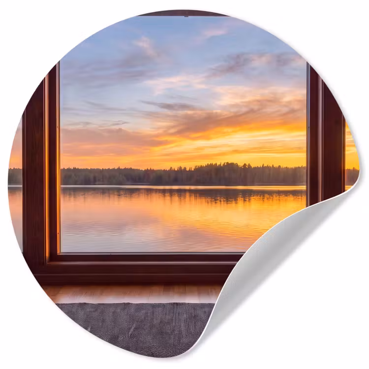 Behangcirkel - Raam - Meer - Natuur — 1
