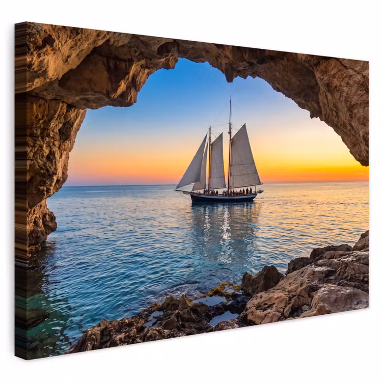 Buiten canvas - Zeilboot - Zonsondergang - Zee — 1