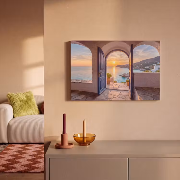 Canvas schilderij - Open deur - Zee — 2