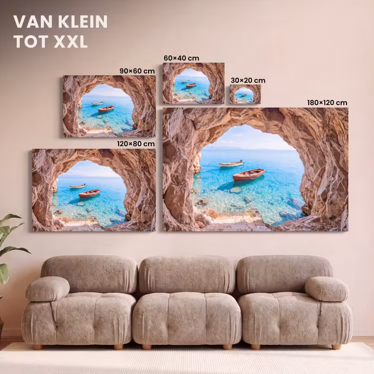 Canvas schilderij - Grot - Zee - Boten — 8