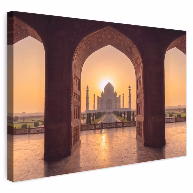 Canvas schilderij - Monument - Zonsondergang - Goud — 1