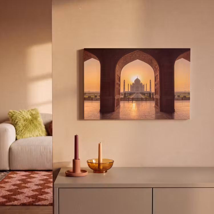 Canvas schilderij - Monument - Zonsondergang - Goud — 2