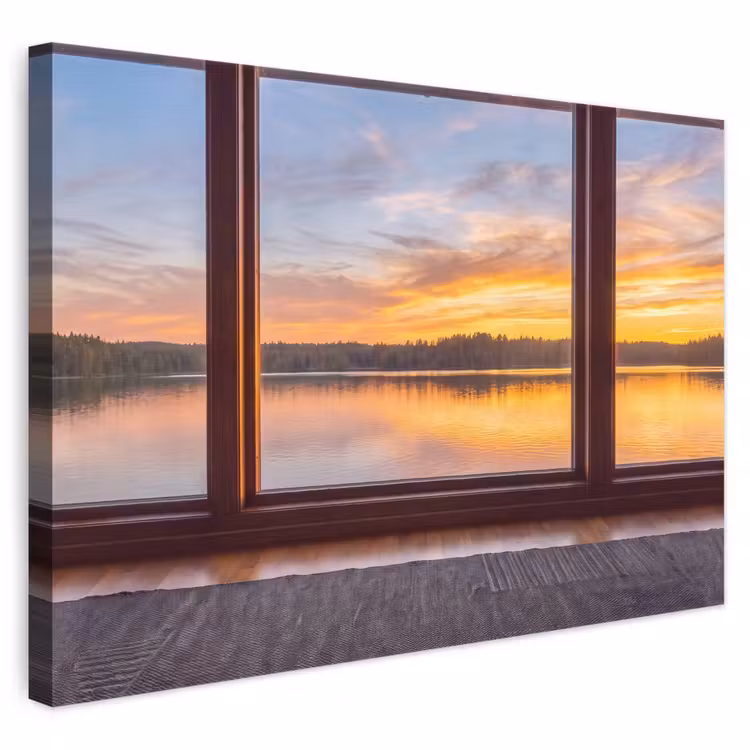 Canvas schilderij - Raam - Meer - Natuur — 1