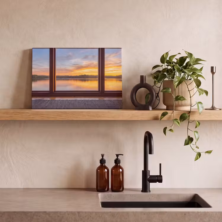 Canvas schilderij - Raam - Meer - Natuur — 4