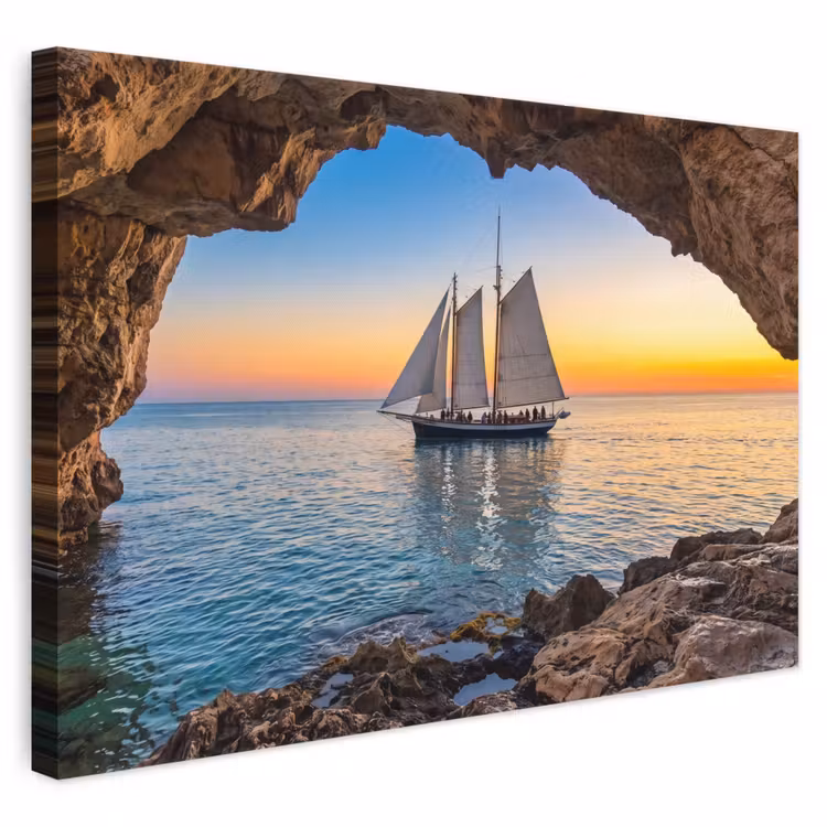 Canvas schilderij - Zeilboot - Zonsondergang - Zee — 1