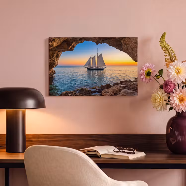 Canvas schilderij - Zeilboot - Zonsondergang - Zee — 6