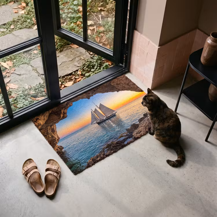 Deurmat - Zeilboot - Zonsondergang - Zee — 2