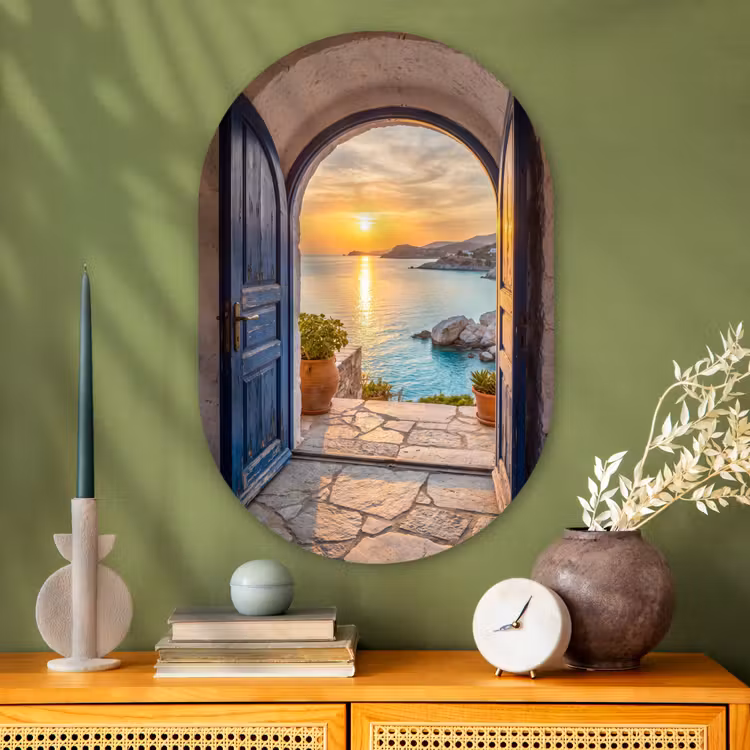 Muurovaal - Glas - Open deur - Zee — 2