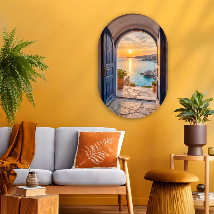 Muurovaal - Glas - Open deur - Zee — 3