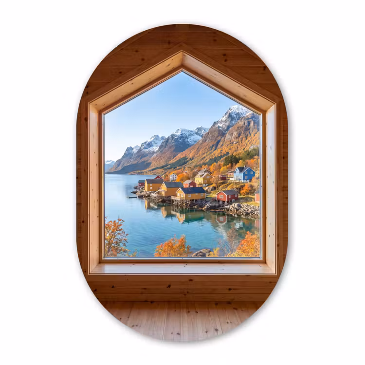Muurovaal - Glas - Uitzicht - Fjord - Herfst — 1