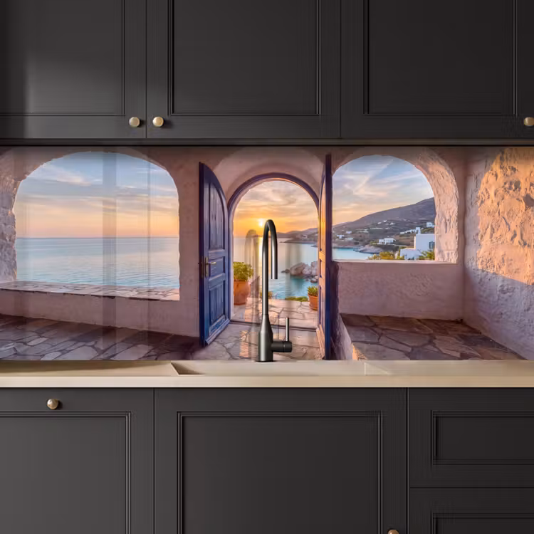 Keuken achterwand - Open deur - Zee — 6