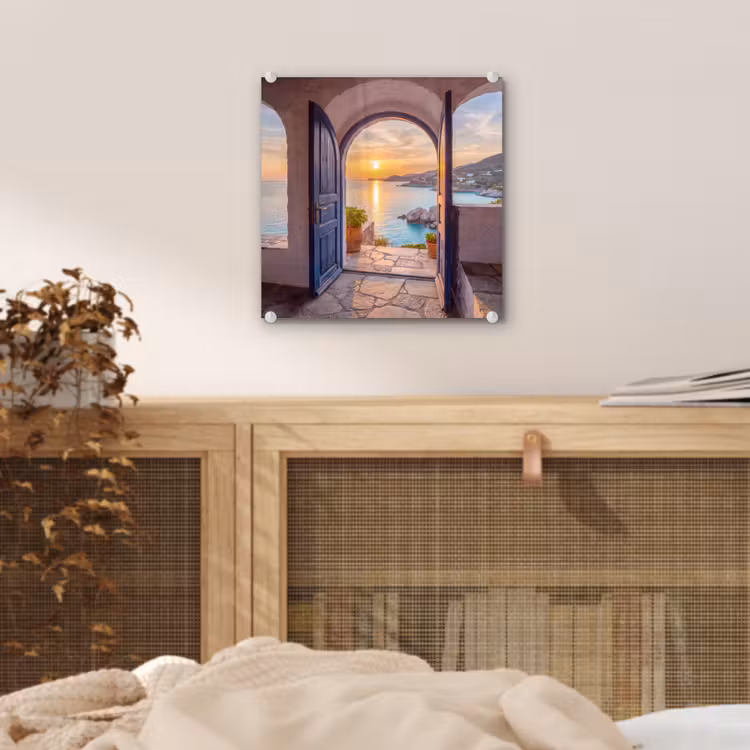 Glas schilderij - Open deur - Zee — 5