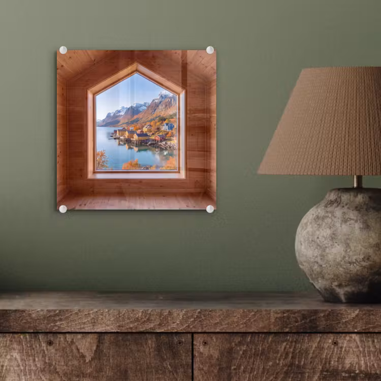 Glas schilderij - Uitzicht - Fjord - Herfst — 4