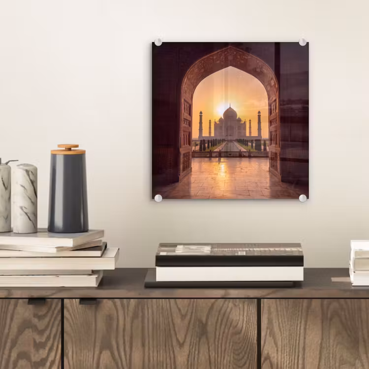 Glas schilderij - Monument - Zonsondergang - Goud — 2