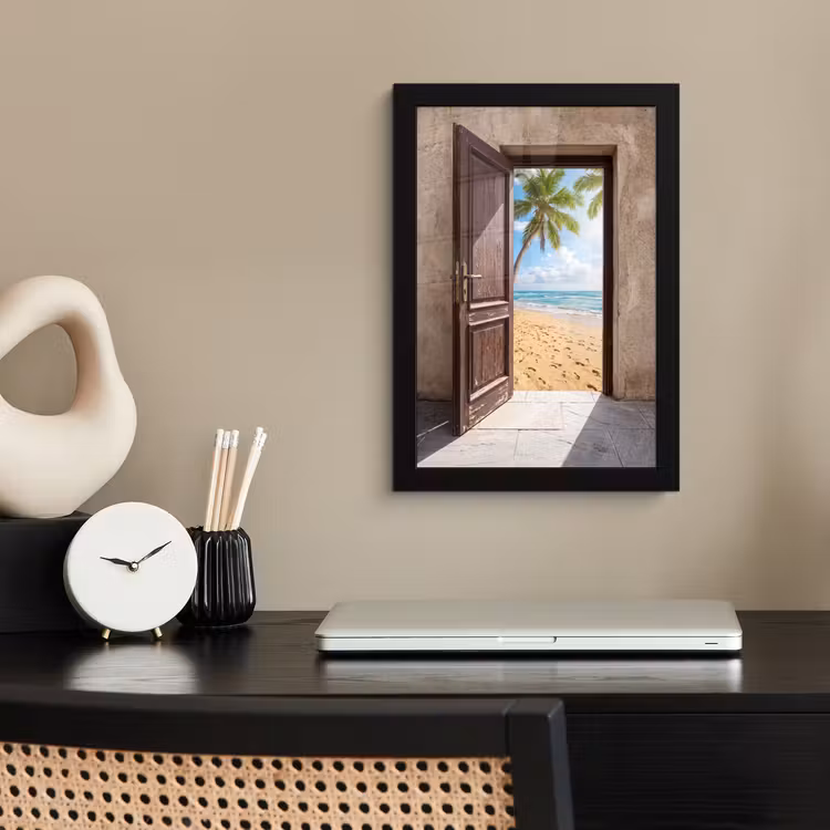 Poster met lijst - Deur - Zee - Zomer — 2