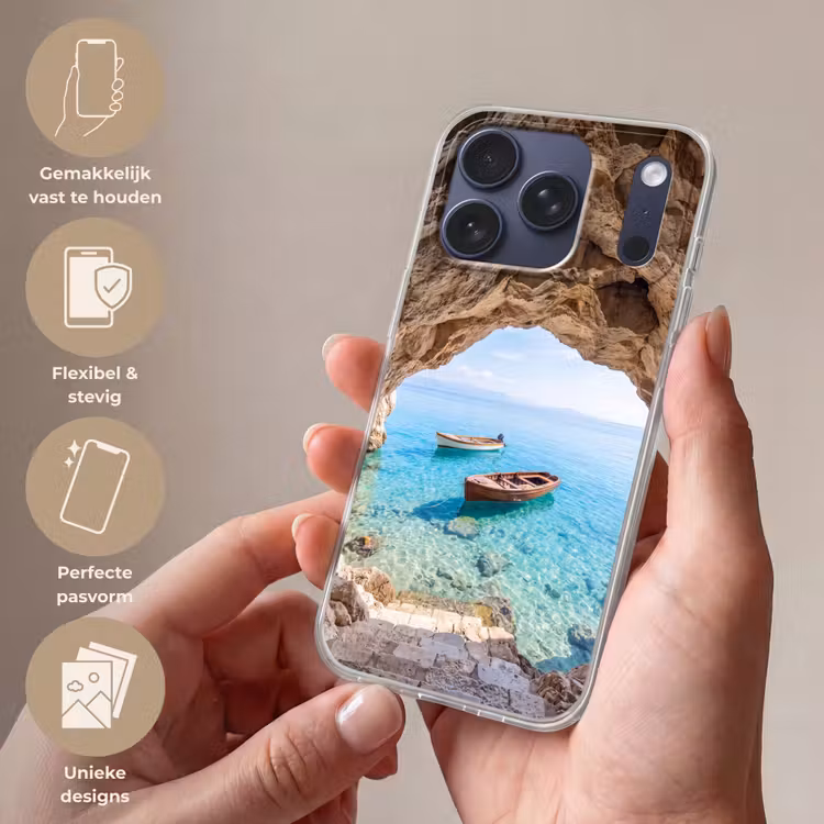 Telefoonhoesje Softcase - Grot - Zee - Boten — 4