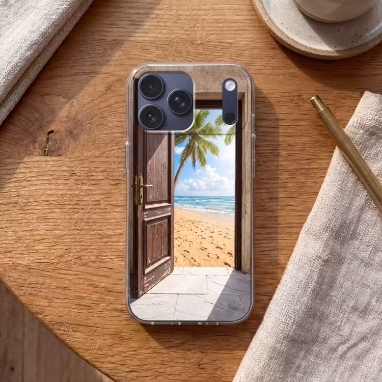 Telefoonhoesje Softcase - Deur - Zee - Zomer — 2