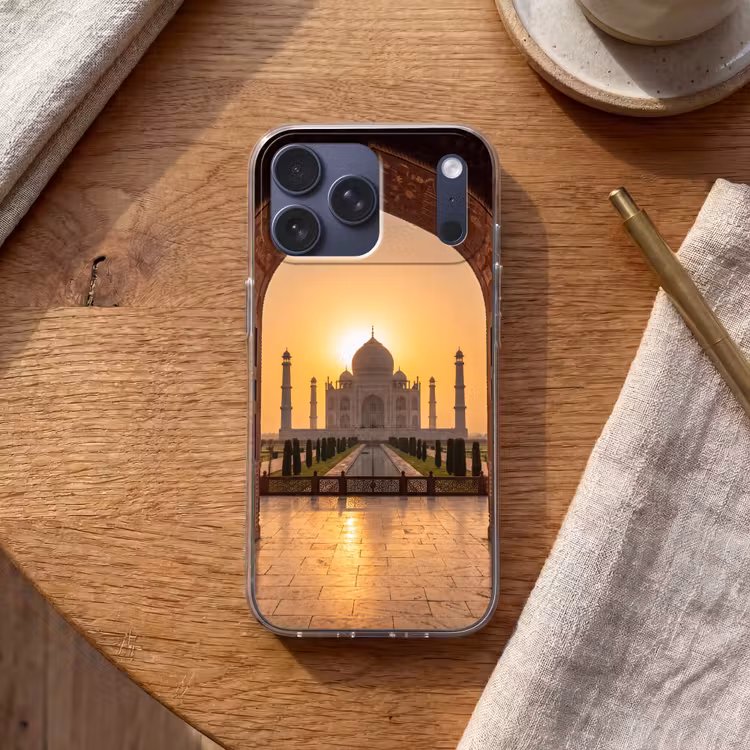 Telefoonhoesje Softcase - Monument - Zonsondergang - Goud — 2