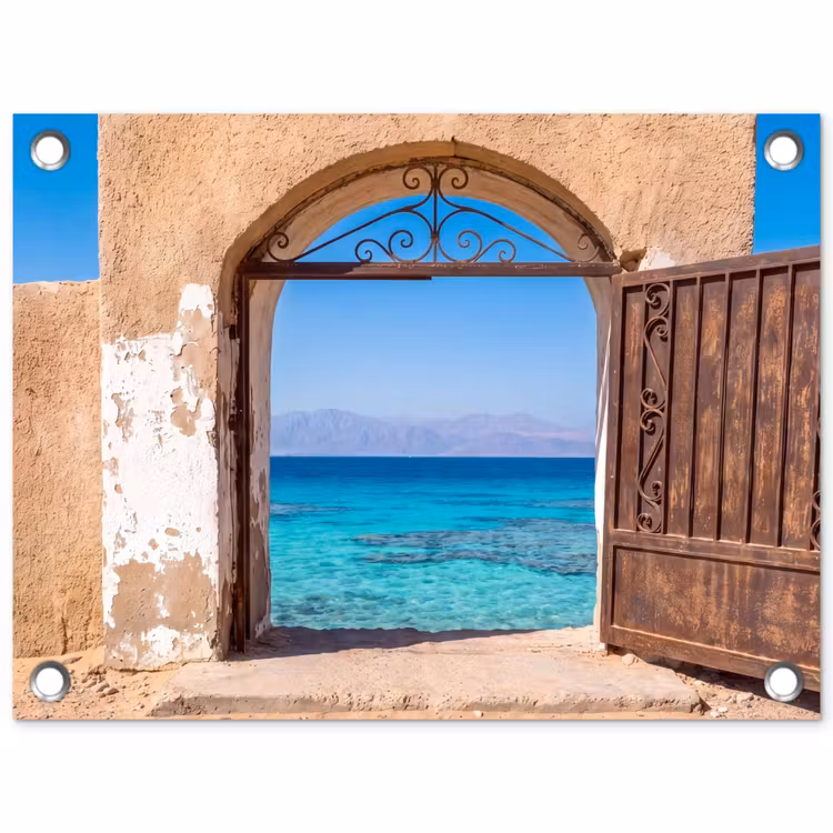Tuinposter - Poort - Zee - Natuur — 1