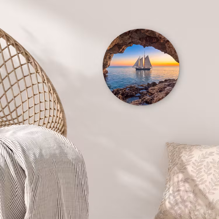 Wandcirkel - Glas - Zeilboot - Zonsondergang - Zee — 5